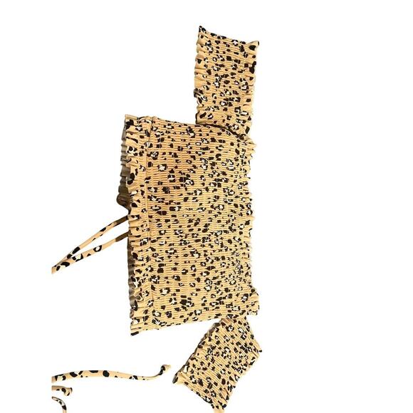 Xhilaration Tops - Xhilaration Women's Sz S Crop Top Leopard Print Corset Lace up Back Built-In Bra